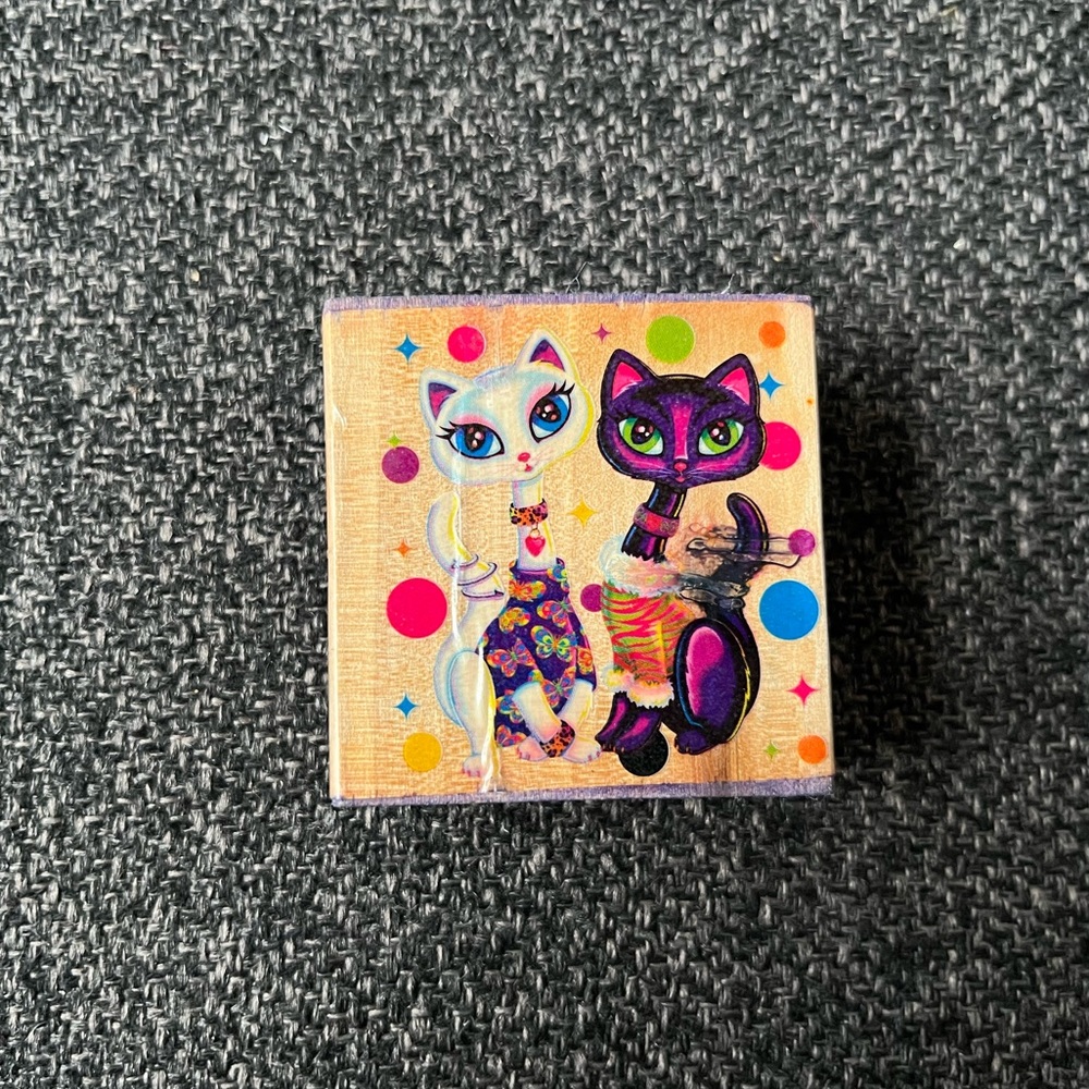 •Vtg Lisa Frank Roxie & Rollie Siamese Cats Rubber Stamp•